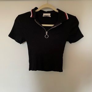 Urban outfitters cropped zip up t